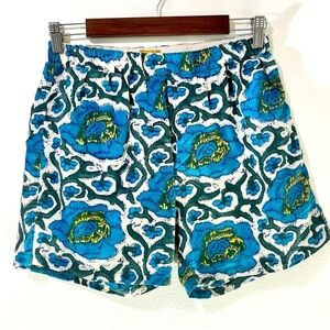 Roberta Roller Rabbit 100% Cotton Blue Cream Print Boxer Shorts Size Small